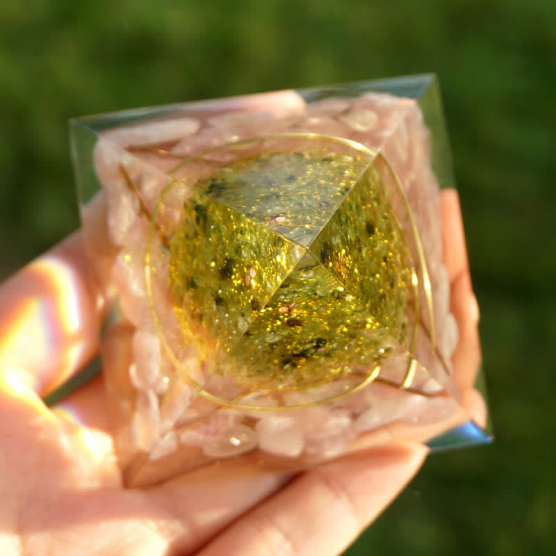 Olivenorma Rose Quartz Peridot Tree Of Life Orgone Pyramid