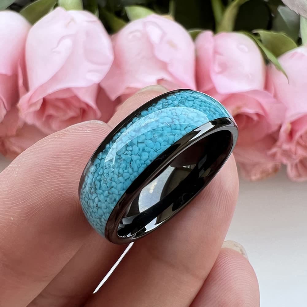 Olivenorma Crushed Turquoise Tungsten Carbide Men Ring