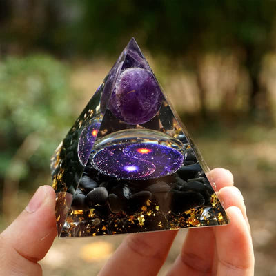 Olivenorma Yin And Yang Obsidian Orgone Pyramid