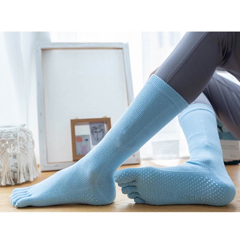 Olivenorma Women Non-Slip Five Toe Cotton Yoga Socks