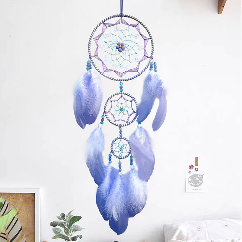 Olivenorma Acrylic Beads Blue Purple Feather Dream Catcher