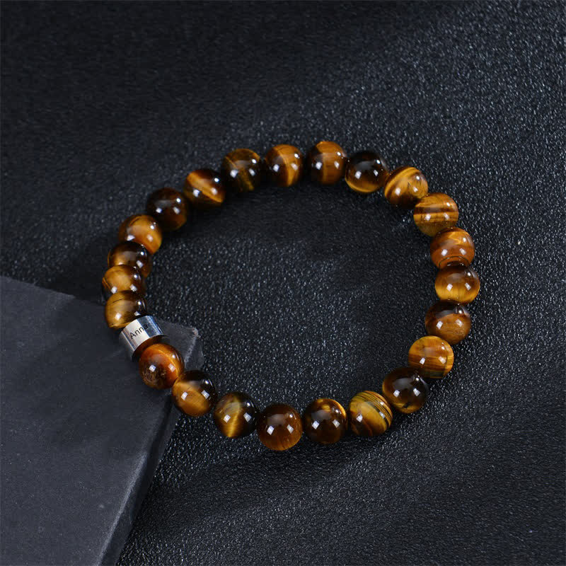 Olivenorma Natural Stone Beads Custom Name Engraving Bracelet