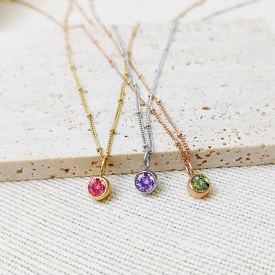 Olivenorma 8mm Round Birthstone Pendant Necklace