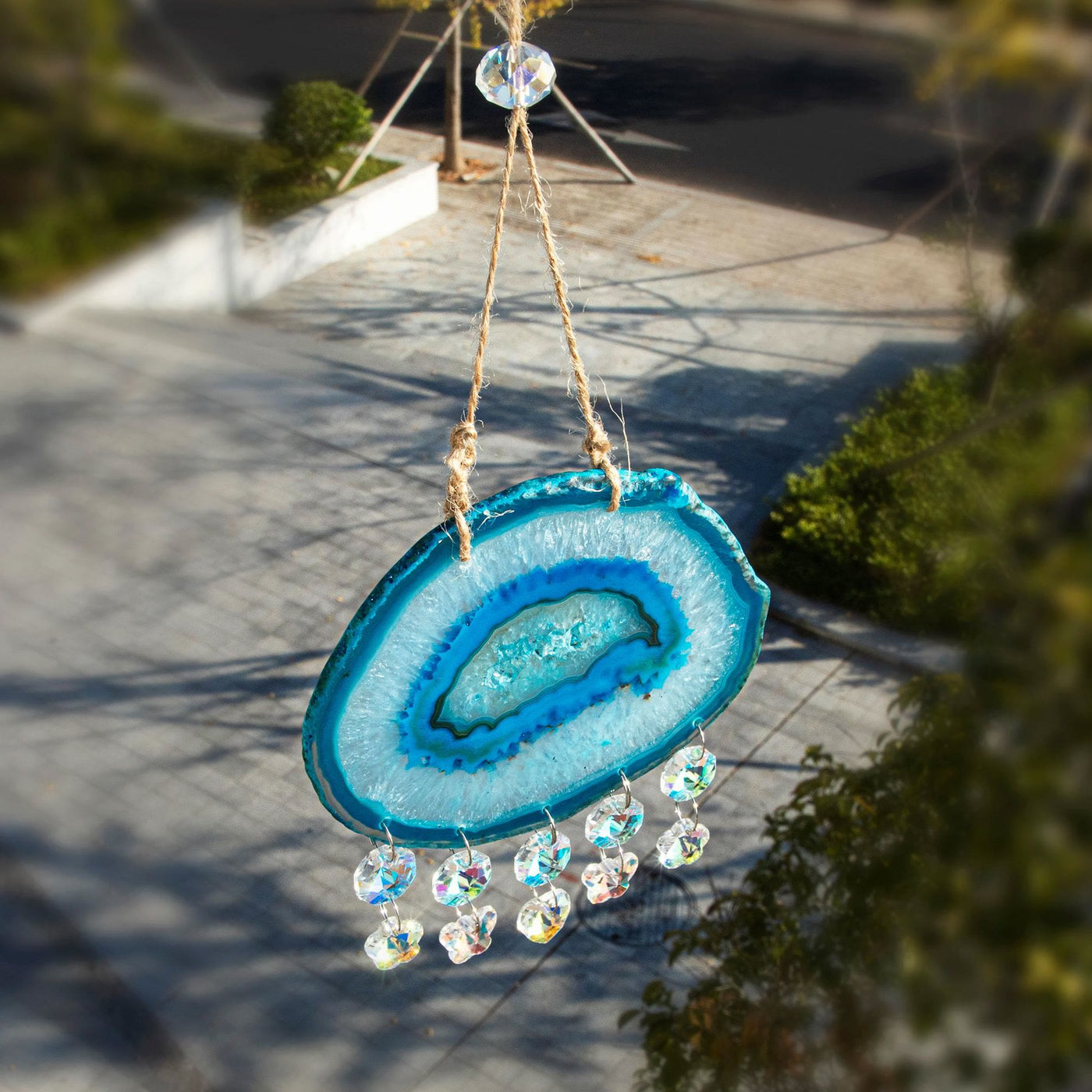 Olivenorma Blue Agate Hanging Suncatcher Ornament Wind Chime