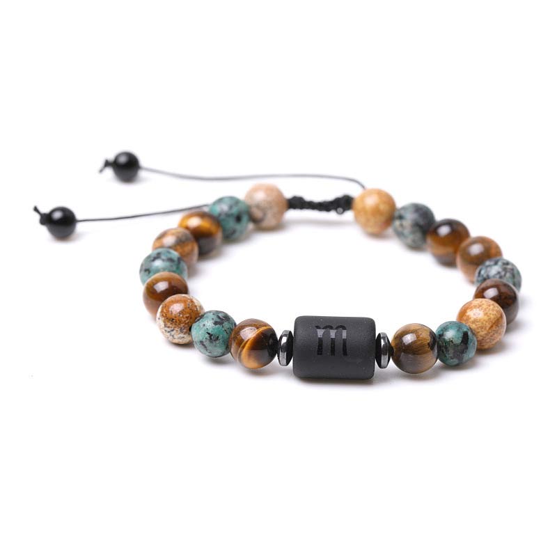 Tiger Eye Picture Jasper Zodiac Bracelet