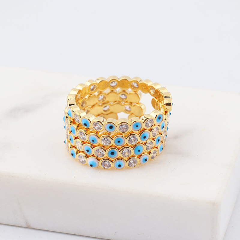 Olivenorma Colorful Evil Eye White Zircon Adjustable Ring