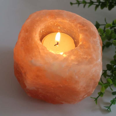 Olivenorma Romantic Hand Carved Candle Holder Himalayan Pink Salt Lamp