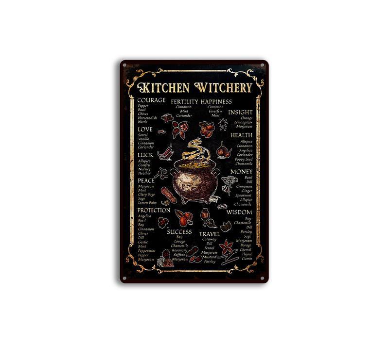 Olivenorma Witch's Kitchen Cookbook Black Metal Plate Wall Decor