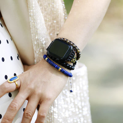 Olivenorma Lapis Lazuli White Turquoise Braided Bracelet