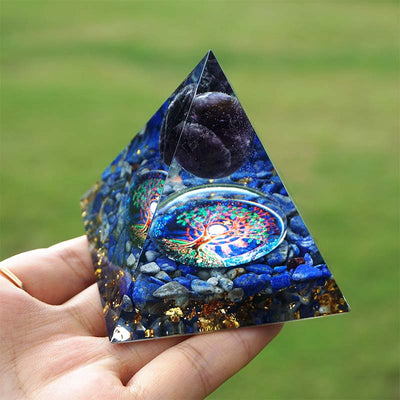 Olivenorma Amethyst With Lapis Lazuli Reki Orgone Pyramid