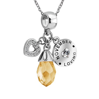 Olivenorma Diamond Heart Pendant Birthstone Necklace