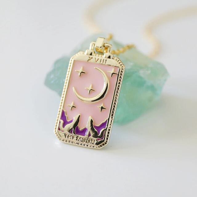 Olivenorma Retro Tarot Card Element Oil Drop Necklace