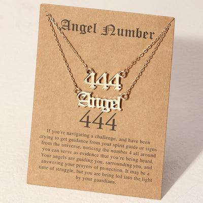 Olivenorma Angle Number & Angel Dainty Double Necklace