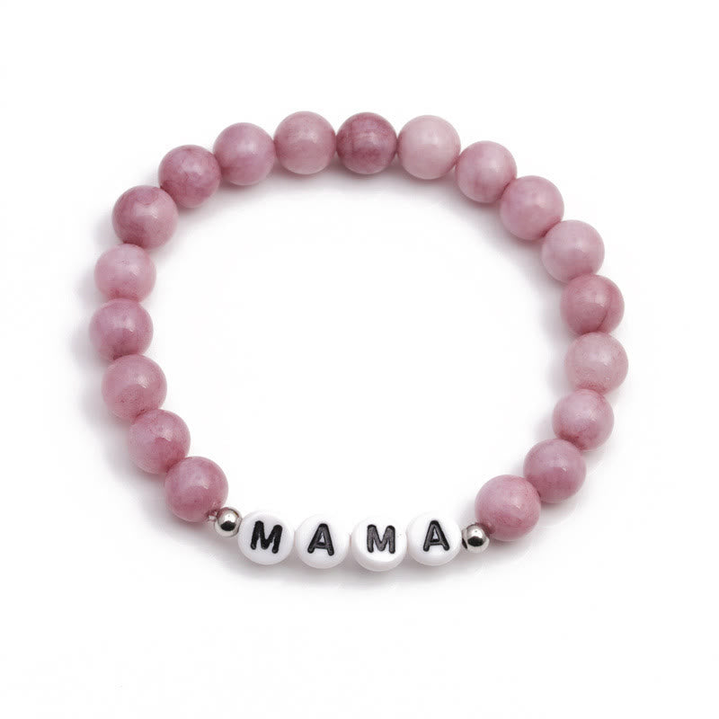 Olivenorma Engraving Mom Mama Natural Stone Beaded Bracelet