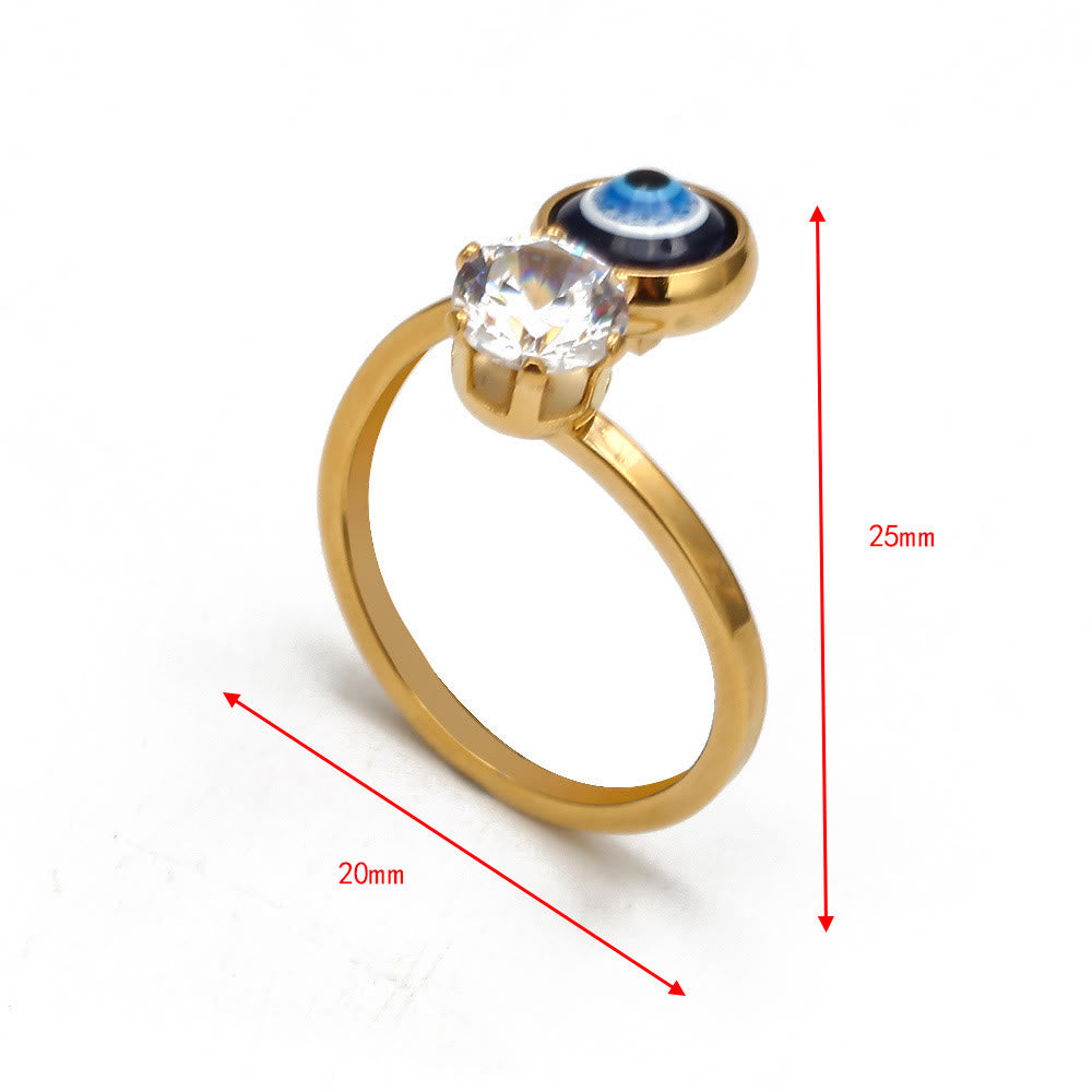 Olivenorma White Zircon Gold Plated Evil Eye Women Ring