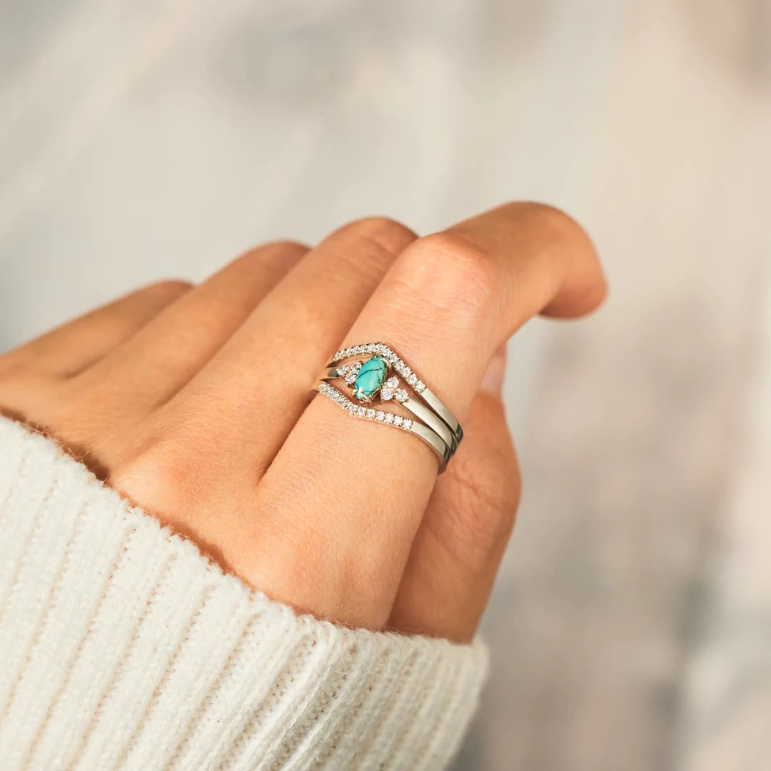 Olivenorma Vintage Turquoise Two-piece Ring - image 5