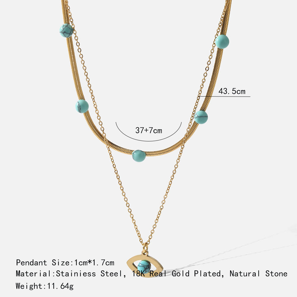 Olivenorma Turquoise Evil Eye Stainless Steel 18K Necklace