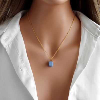 Olivenorma Square Cut Rough Stone Sweet Style Necklace