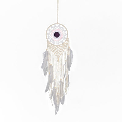 Olivenorma Boho Woven Cotton Rope White Feather Dream Catcher