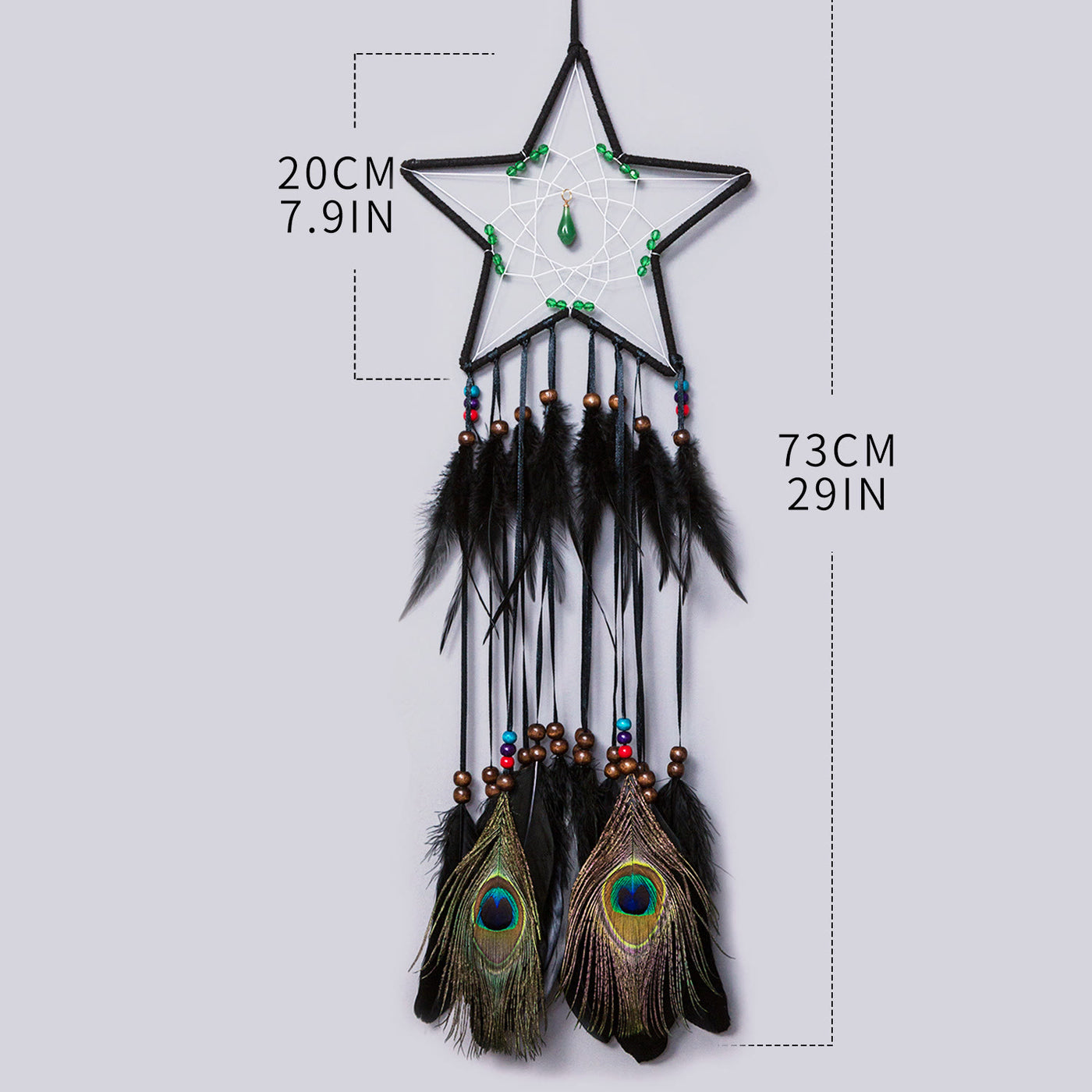 Olivenorma Natural Green Aventurine Peacock Feather Dream Catcher