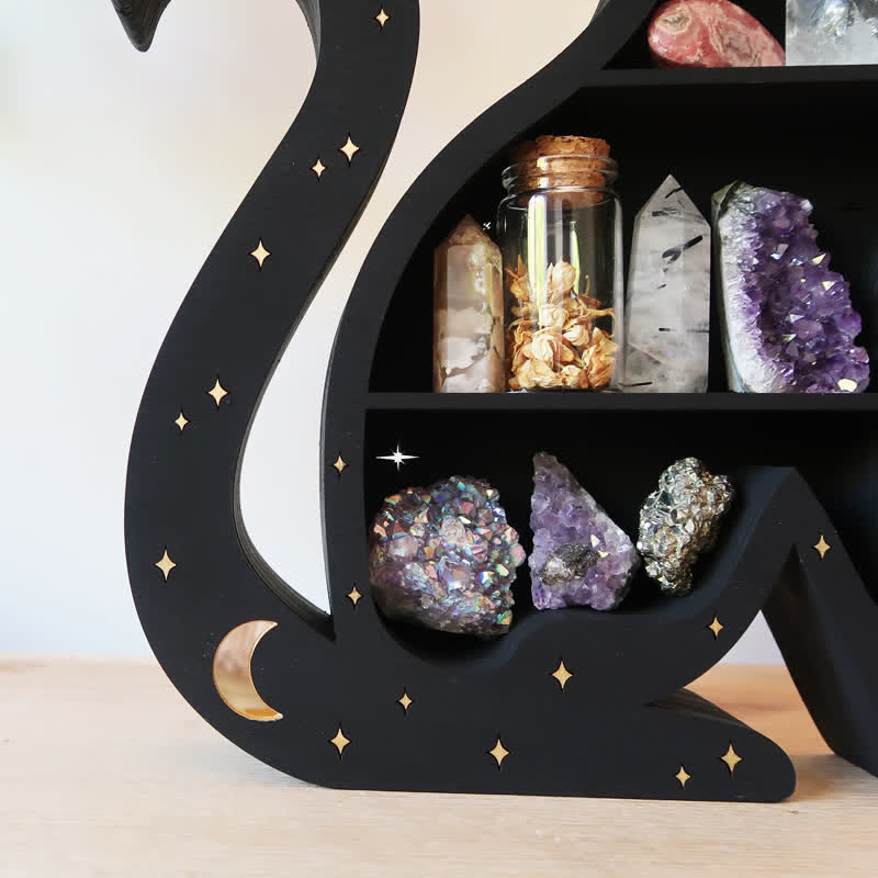 Cute Cat Moon Star Crystal Shelf