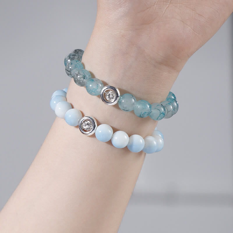 Olivenorma Blue Glass Crystal Beads Bracelet