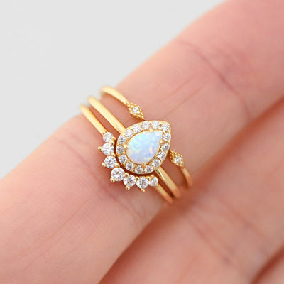 Olivenorma Opal Stacking Golden Ring Set