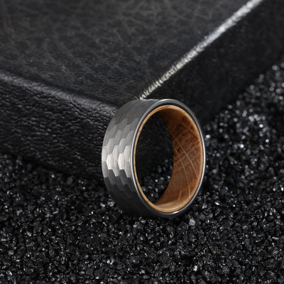 Olivenorma 8mm Tungsten Carbide Whiskey Barrel Wood Man Ring