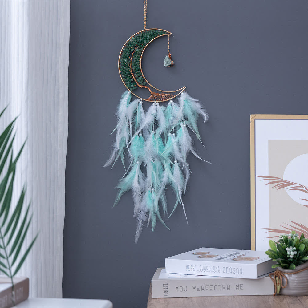 Olivenorma Natural Gravel Woven Tree of Life Moon Dream Catcher