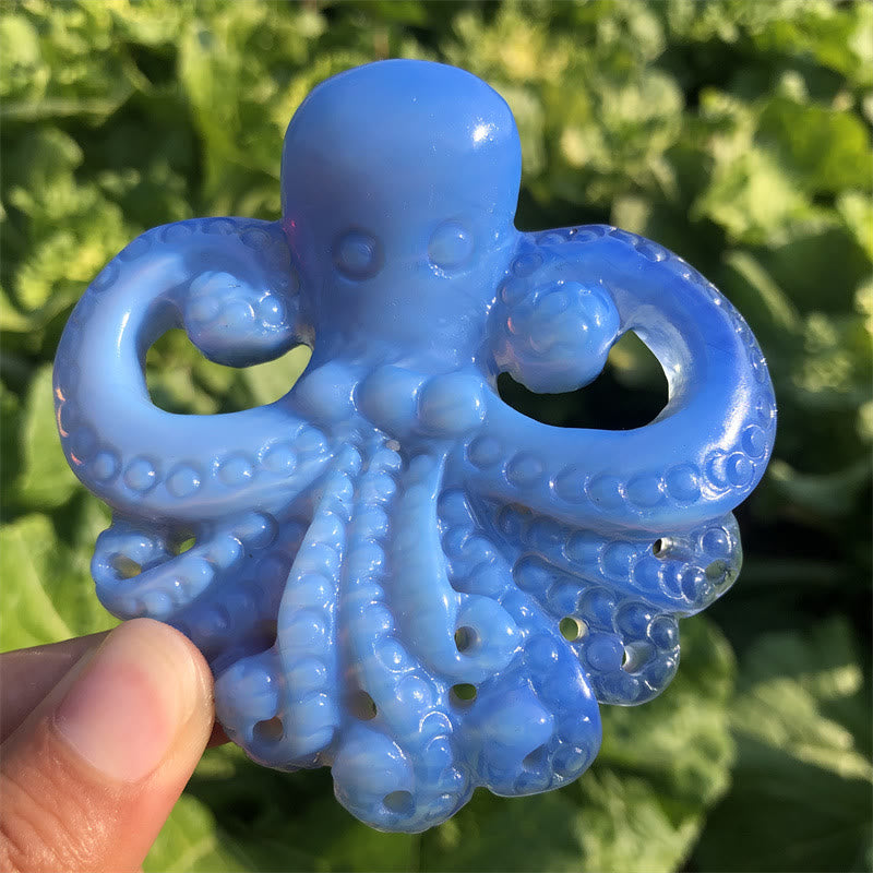 Olivenorma Natural Blue Opalite Octopus Gemstone Decoration