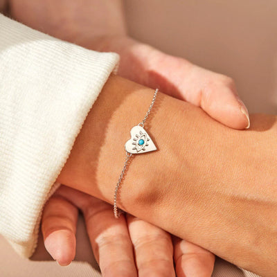 Olivenorma Heart Evil Eye Turquoise Thin Silver Bracelet