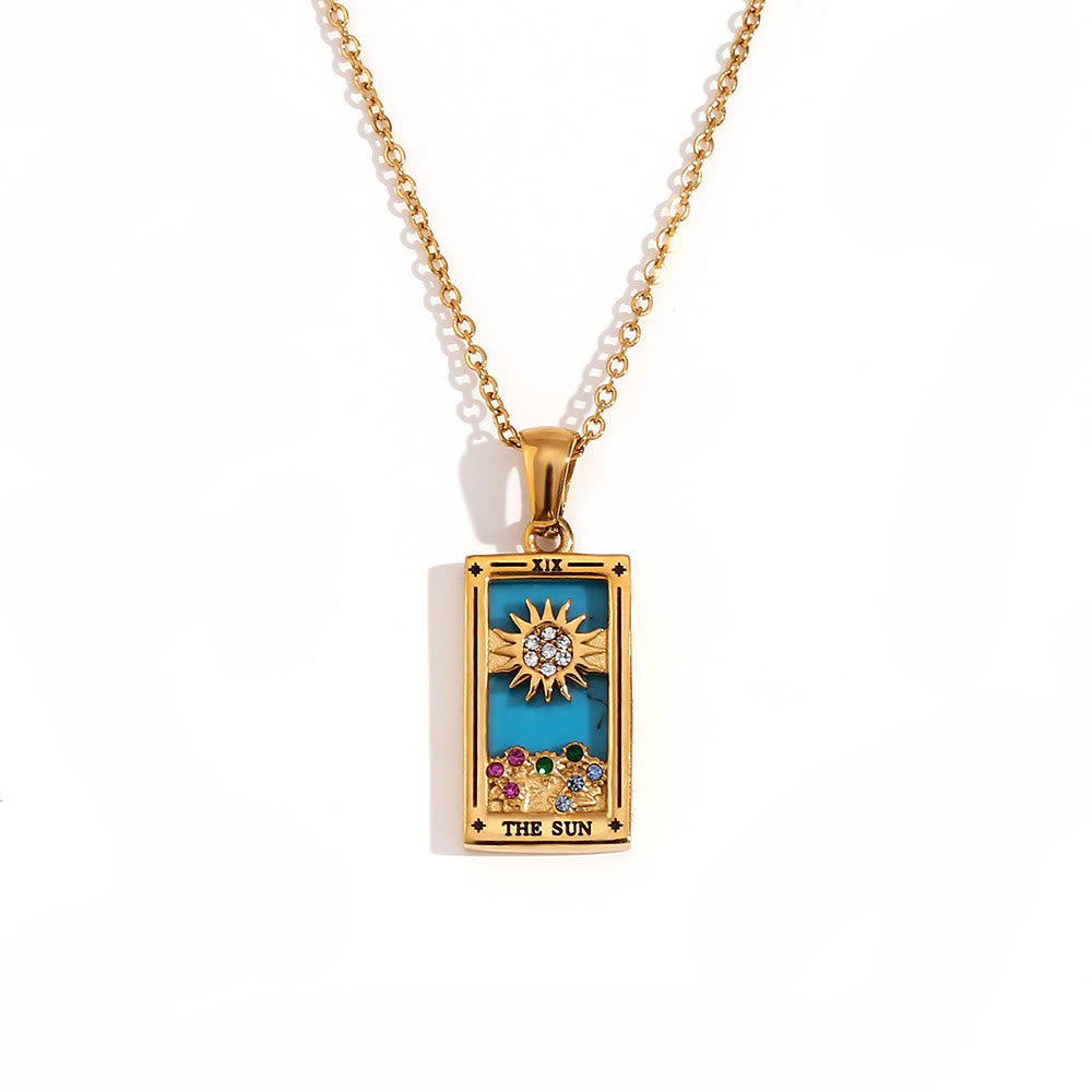 Olivenorma Stainless Steel 18k Gold Plated Tarot Card Necklace