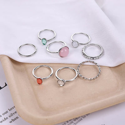 Olivenorma 8pcs Knuckle Stackable Midi Finger Ring Set