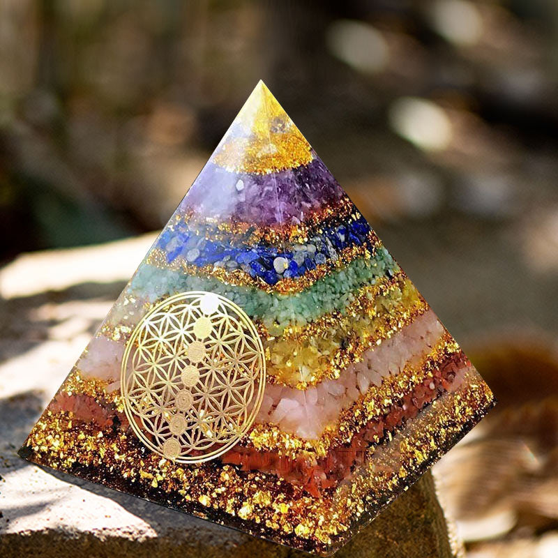 Olivenorma Chakra Flower of Life Orgone Pyramid