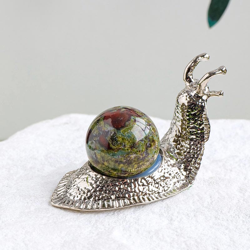 Olivenorma Natural Crystal Ball Holder Small Snail Gemstone Decoration