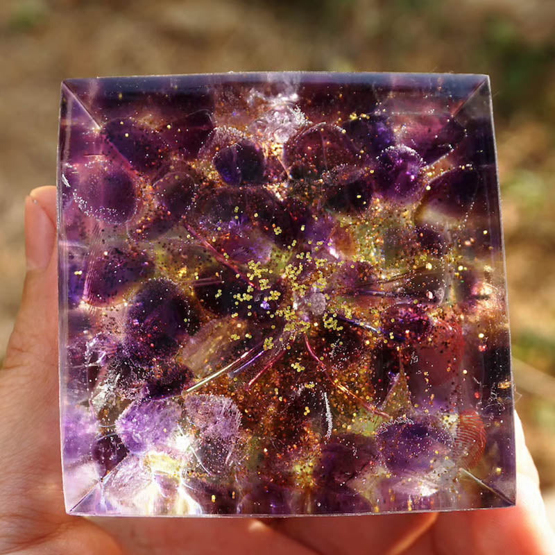 Olivenorma Harmony Roots Amethyst & Peridot Tree of Life Orgone Pyramid - image 7