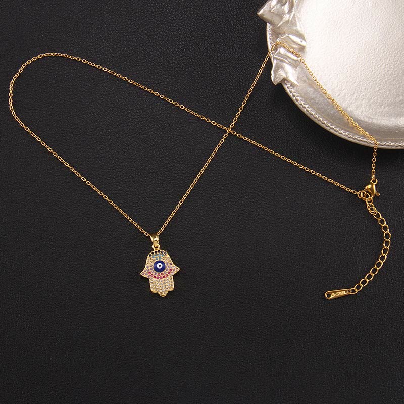 Olivenorma "Good Fortune" Hamsa With Evil Eye Necklace