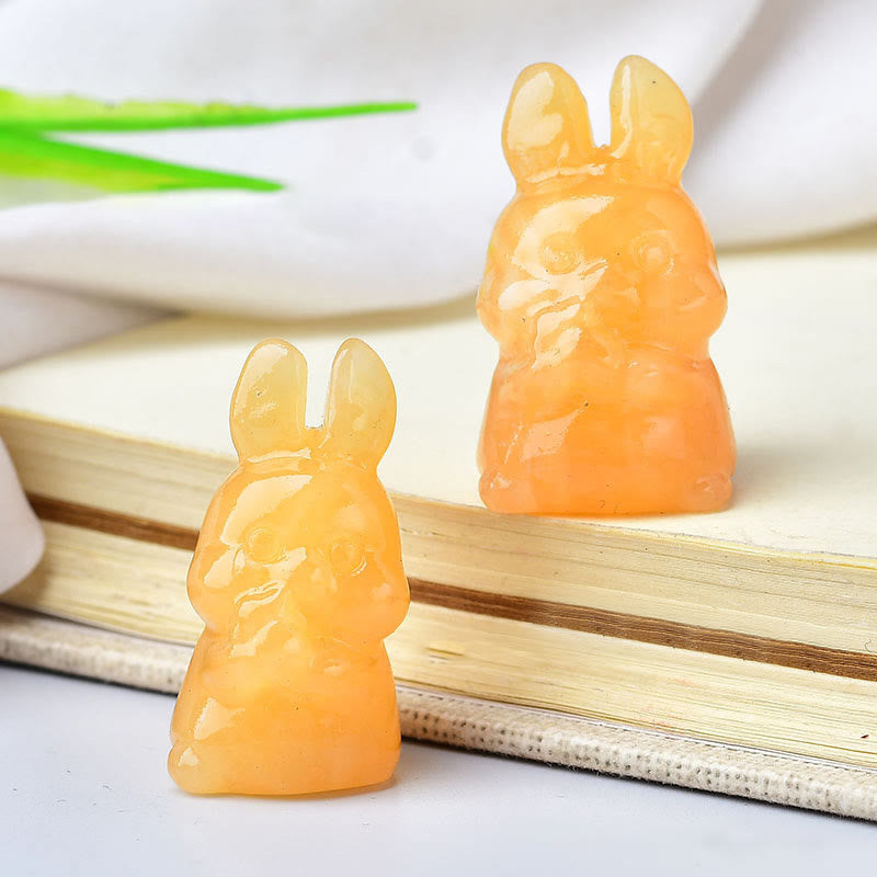 Olivenorma Natural Crystal Carrot Rabbit Carving Gemstone Decoration