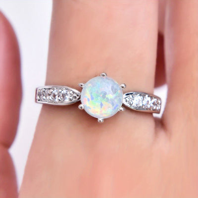 Olivenorma Six Claws Round Opal Edge Band Ring