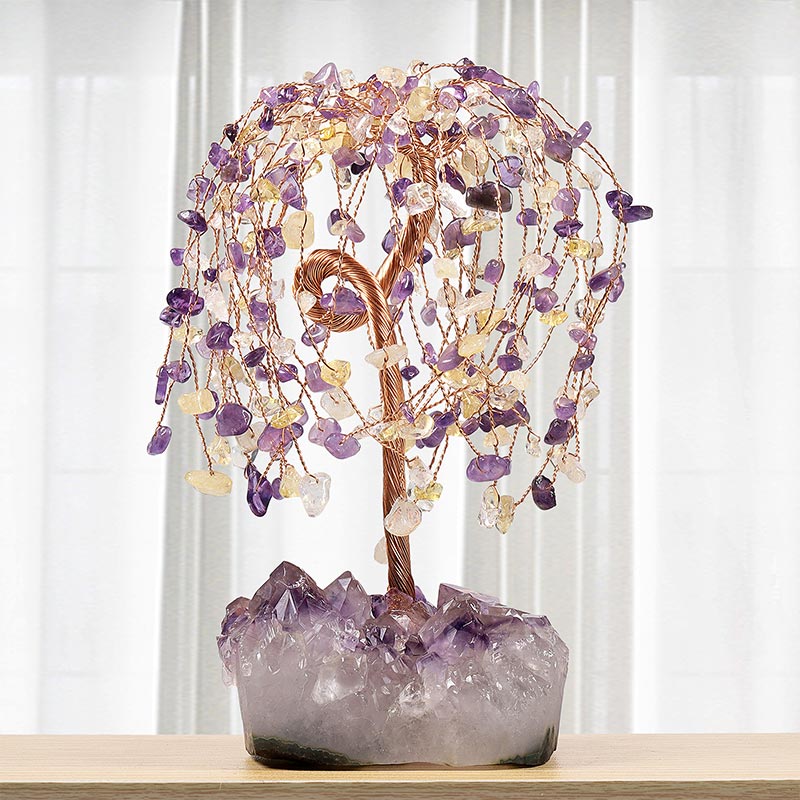 Olivenorma Natural Crystal Stone Feng Shui Tree