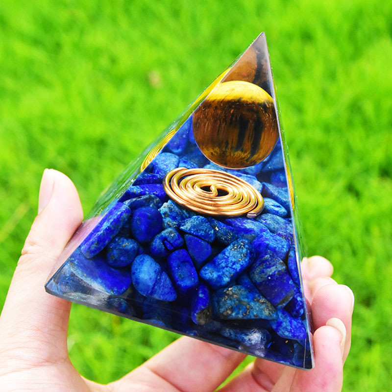 Olivenorma Lapis Lazuli Tiger Eye Orgone Pyramid