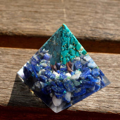 Olivenorma Lapis Lazuli With Turquoise Tree Of Life Orgone Pyramid