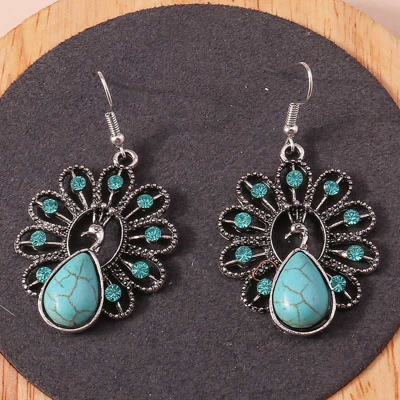 Olivenorma Turquoise Paraiba Tourmaline Peacock Shape Pendant Earrings