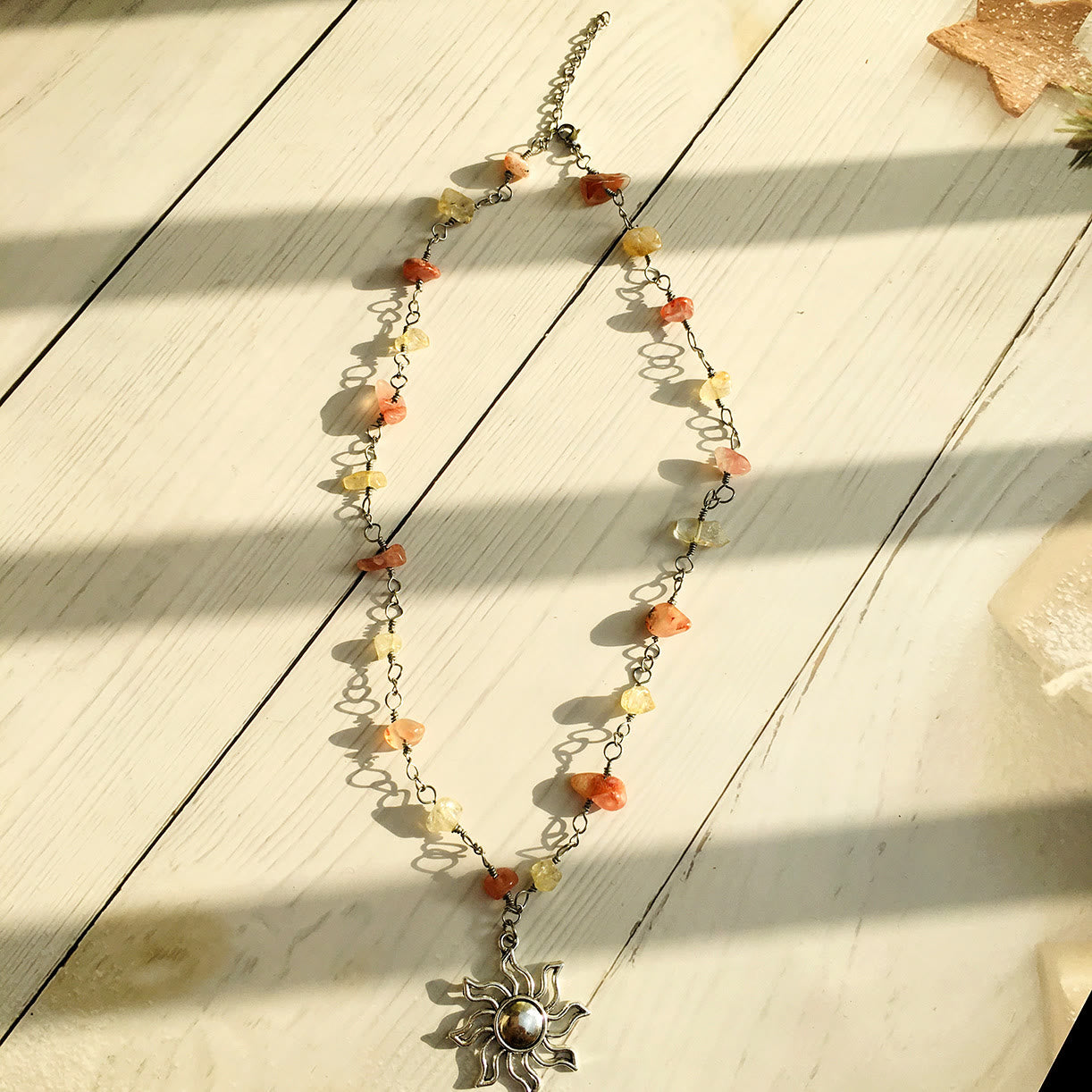 Olivenorma Crystal Color Rough Beaded Necklace