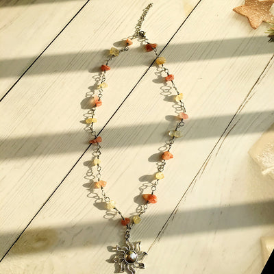 Olivenorma Crystal Color Rough Beaded Necklace