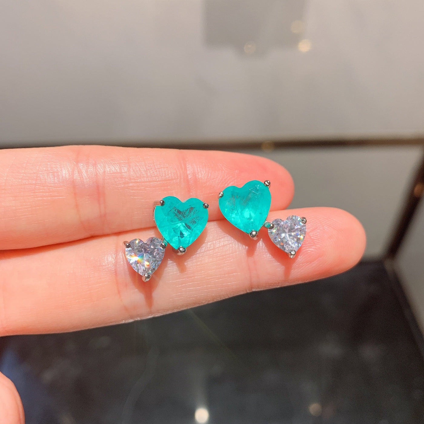 Olivenorma Heart Shape Paraiba Tourmaline Necklace Earrings