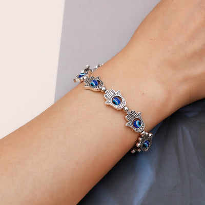 Olivenorma Natural Turquoise Evil Eye Hamsa Bracelet