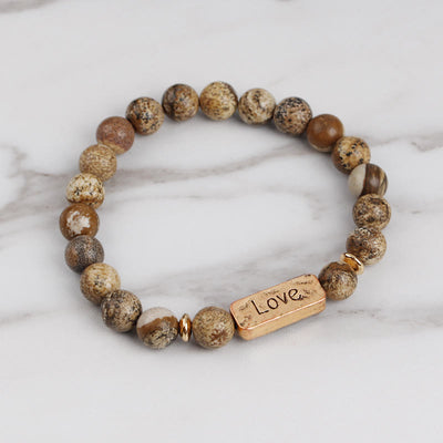 Olivenorma Natural Gemstone Love Powerful Engraving Bracelet