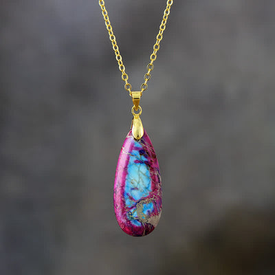 Olivenorma Natural Color Emperor Stone Water Drop Pendant Necklace