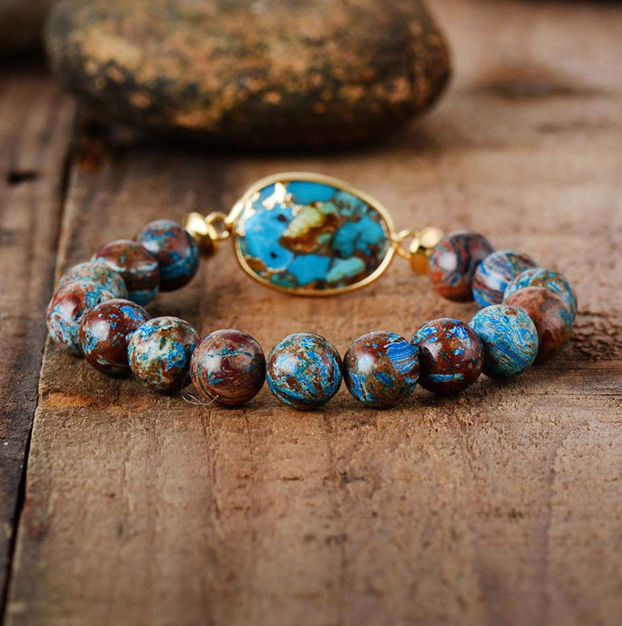 Olivenorma Natural Oyster Turquoise Healing Gemstone Bracelet